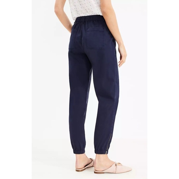 Loft Navy Blue High Waisted Ankle Zip Jogger Pants Size M - Picture 2 of 15
